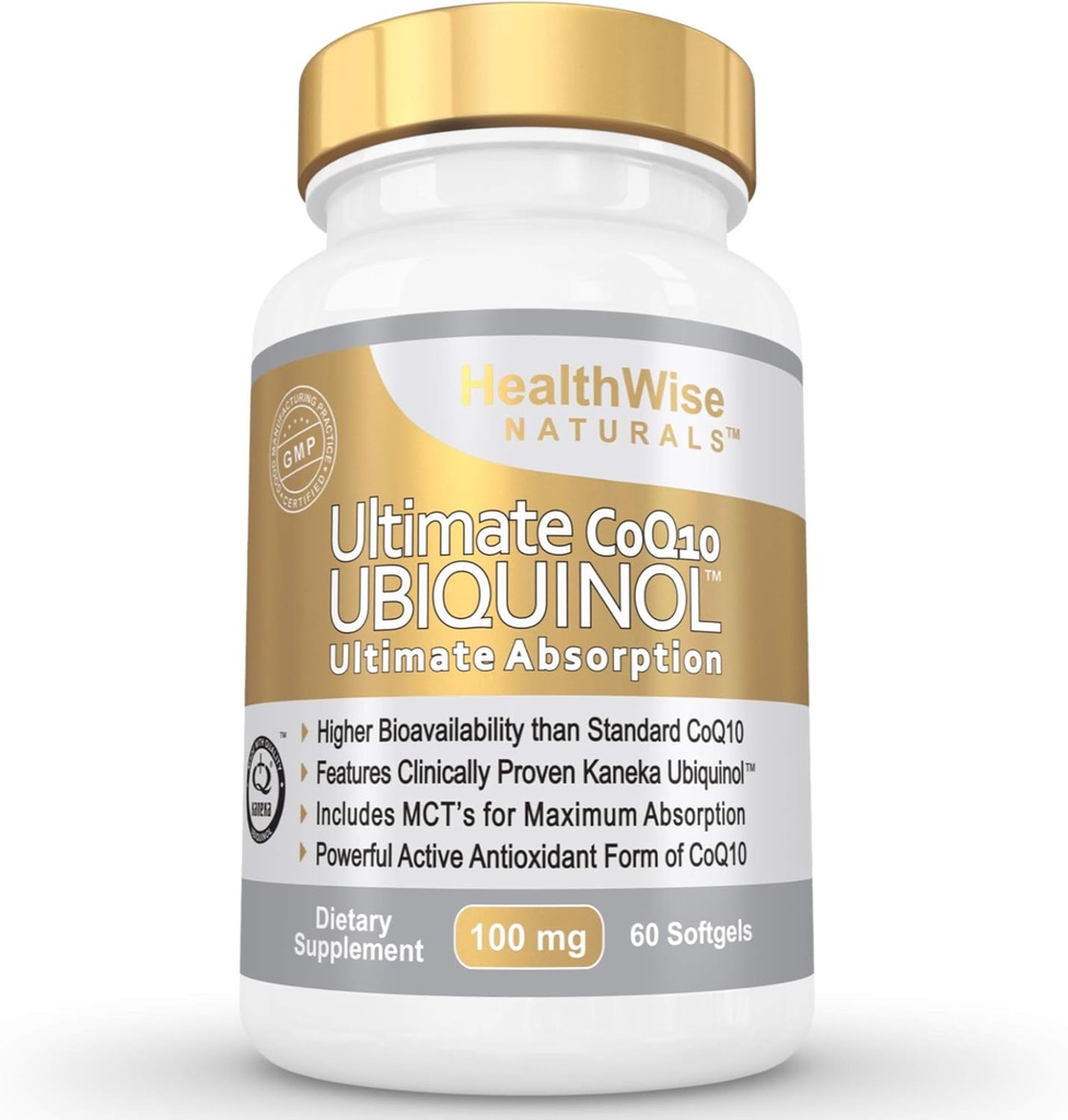 Ultimate CoQ10 UBIQUINOL 100mg - Over 4X Effective: Maximum Absorption & Potency - Non- GMO / Soy Free - Kaneka Ubiquinol - 60 Tekuté softbely