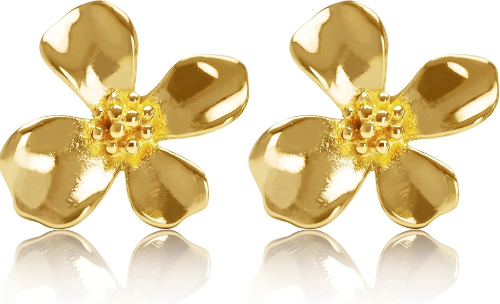 14K Gold Plated 925 Sterling Silver Flower Lily Stud Náušnice