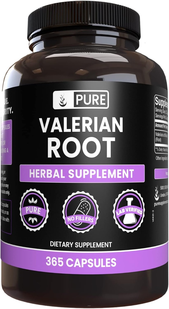 PURE ORIGINAL INGREDIENTS Valerian Root (365 Kapsle) No Magnesium or Rice Fillers, Vždy čisté, Laboratorní ověřené