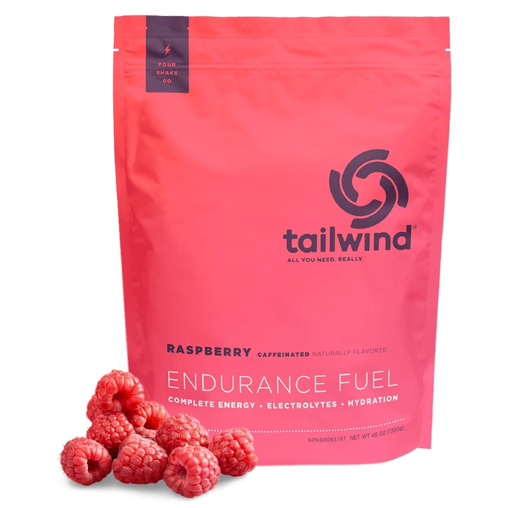 Tailwind Nutrition Endurance Fuel, Carbohydrát & Electrolyte Sports Drink Mix Powder, Gluten- Free, Vegan, Malina Buzz, 50 Služeb (Caffeinované)