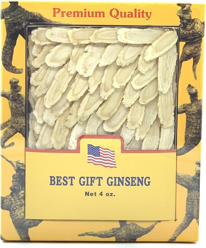Stupeň A + ručně vybrané americké ženšen Slice Medium 4oz Schránka