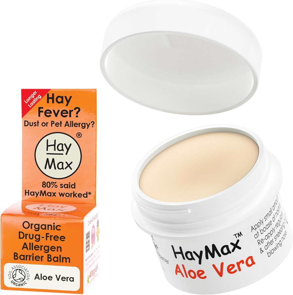 HayMax Allergen Barrier Balm - Aloe Vera 0.17 fl oz - Organic, Natural & Non- Drowsy Hay Fever & Alergics Relief Balm - Blocks Pollen & Ostatní Alergen částice - Skvělé pro dospělé, děti a těhotné ženy