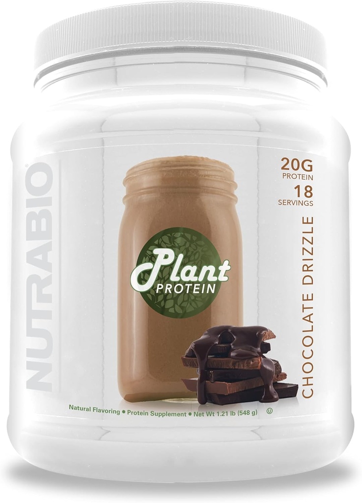 NutraBio Plant Protein Powder- Vegan Protein Powder - 20G proteinu per Scoop-Organic, Lactosa Free a mléčná Free-Chocolate Drizzle 18 Servings
