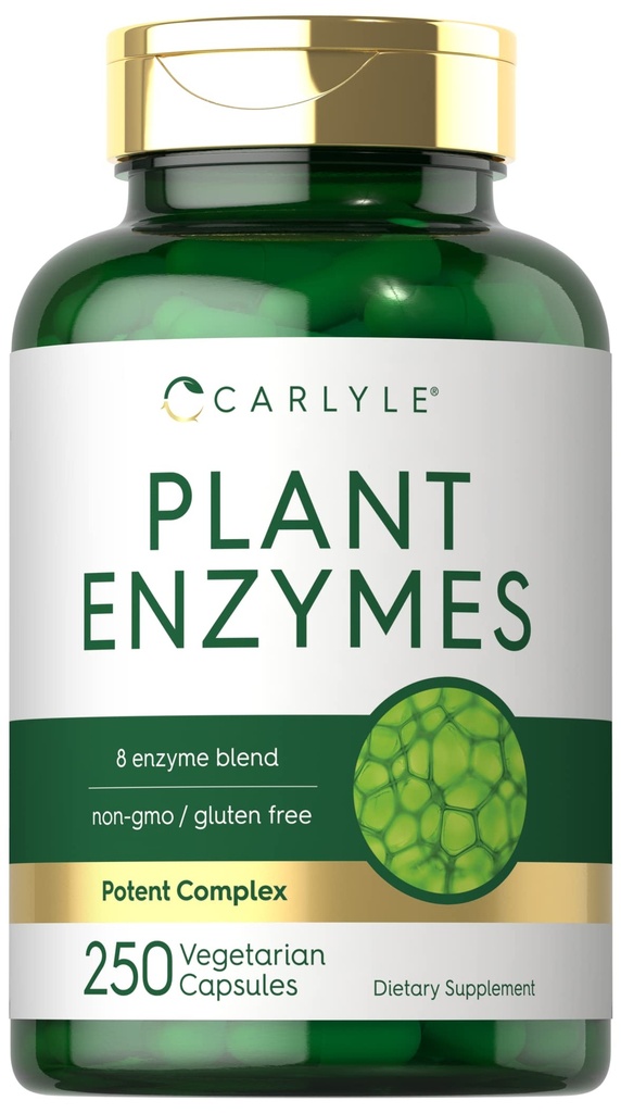 Carlyle Plant Enzymy s proteázou, Papain, Lactase a Bromelain CLAS124; 250 Kapsle CLAS124; Multi enzyme Blend CLAS124; Non- GMO & gluten zdarma