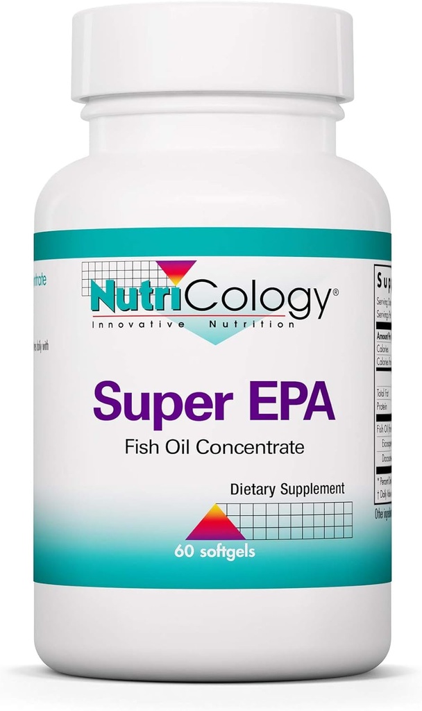 Nutricology Super EPA - Omega 3 dodatek, Rybí olej koncentrát, EPA, DHA, Omega 3 mastné kyseliny, Sustainably- Sourced Anchovies, Softgels - 60 Počet