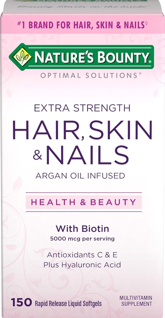 Nature 's Bounty Optimální řešení Vlasy kůže a hřebíky Extra Strenggels, 150 Počet