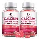 (2 Pack) Citrát vápenatý 1200mg s vitaminem D3 doplňky gumy pro ženy a muže, vápníkové gumy s vitaminem D3 K2, vysoká absorpce pro kostní svalstvo Healthy- Peach Flavor- 60 denní zásobování