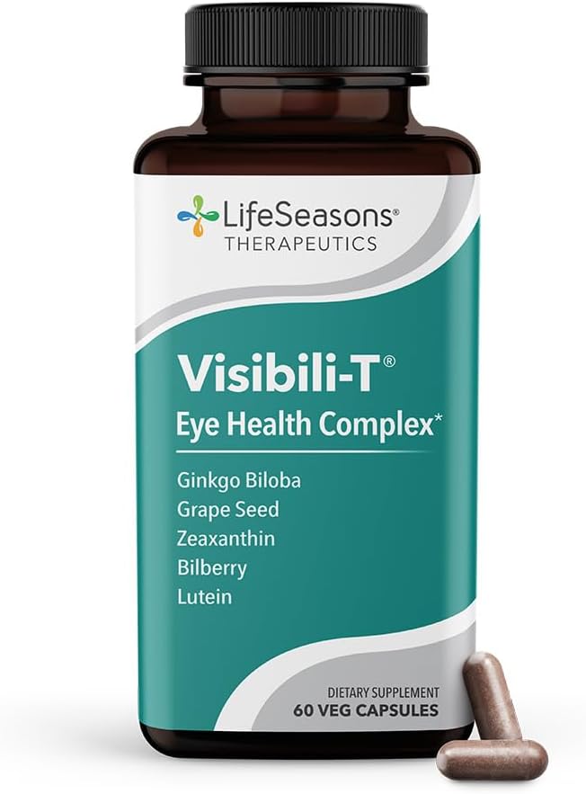 LifeSeasons Visibili-T s kostí Densi-T - Oční zdraví a Vision Supplement - Lutein, Chrom, Mrkev Root, Bilberry, Ginkgo Biloba, Grape Seed Extract, Lycopen, Vitamin A & more - 120 Kapsle