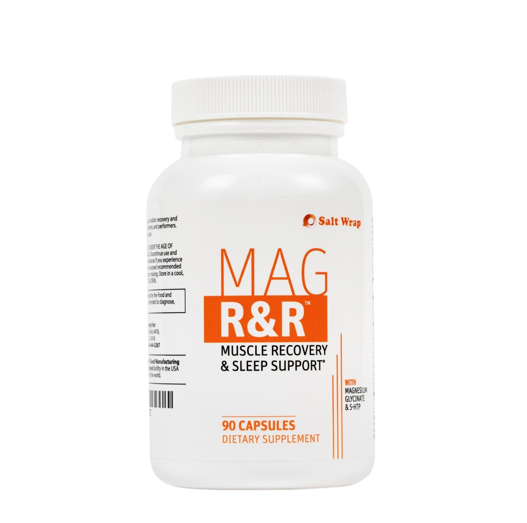SaltWrap Mag R & R - Nighttime Muscle Cramps Support, Natural Sleep Support pro dospělé s magnesium Glycinát pro svalové křeče a bolesti nohou, 90 Kapsle