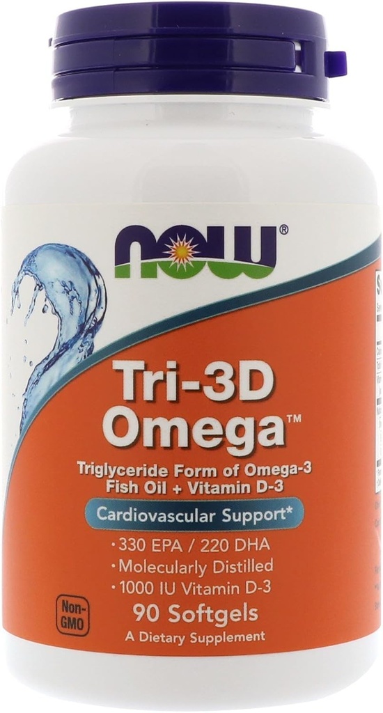 Foods Now Foods, (3 balení) Tri-3D Omega, 330 EPA / 220 DHA, 90 Softgels