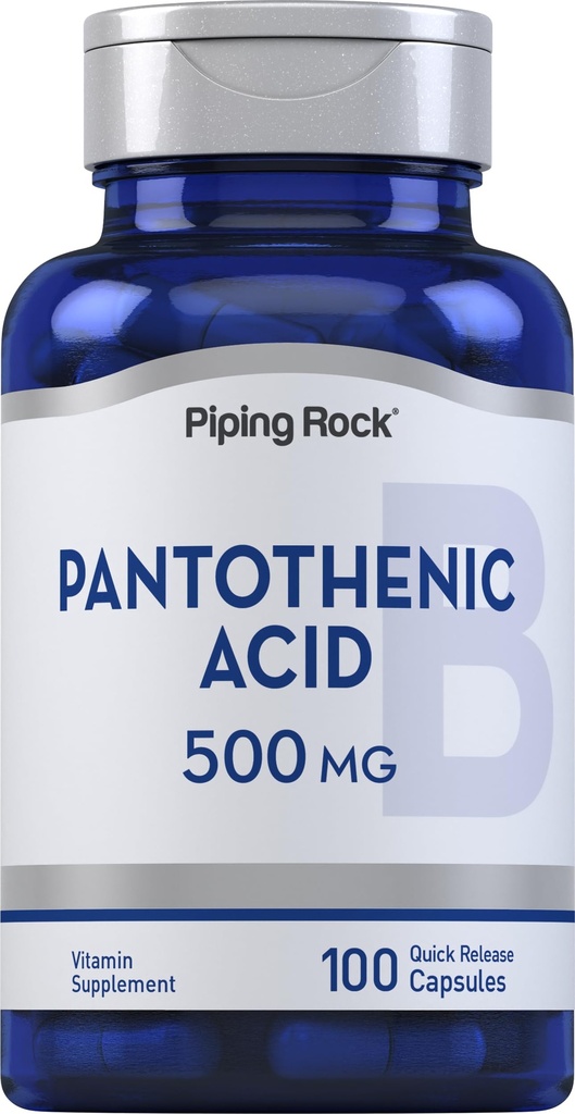 Piping Rock Pantothenic Acid 500mg Acid 124; 100 kapslí 124; jako kalcium d- Pantothenate Acid 124; Non- GMO, gluten zdarma dodatek