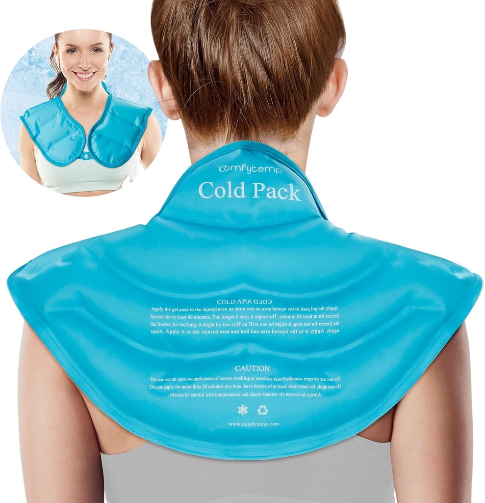 Comfytemp Ice Pack for Neck Ramen Pain Relief, Resuable Large Gel Rameno Chladící Wrap for Upper Back, Cold Compress Fyzical Therapy for Cervical Injuries, Men Women Gift