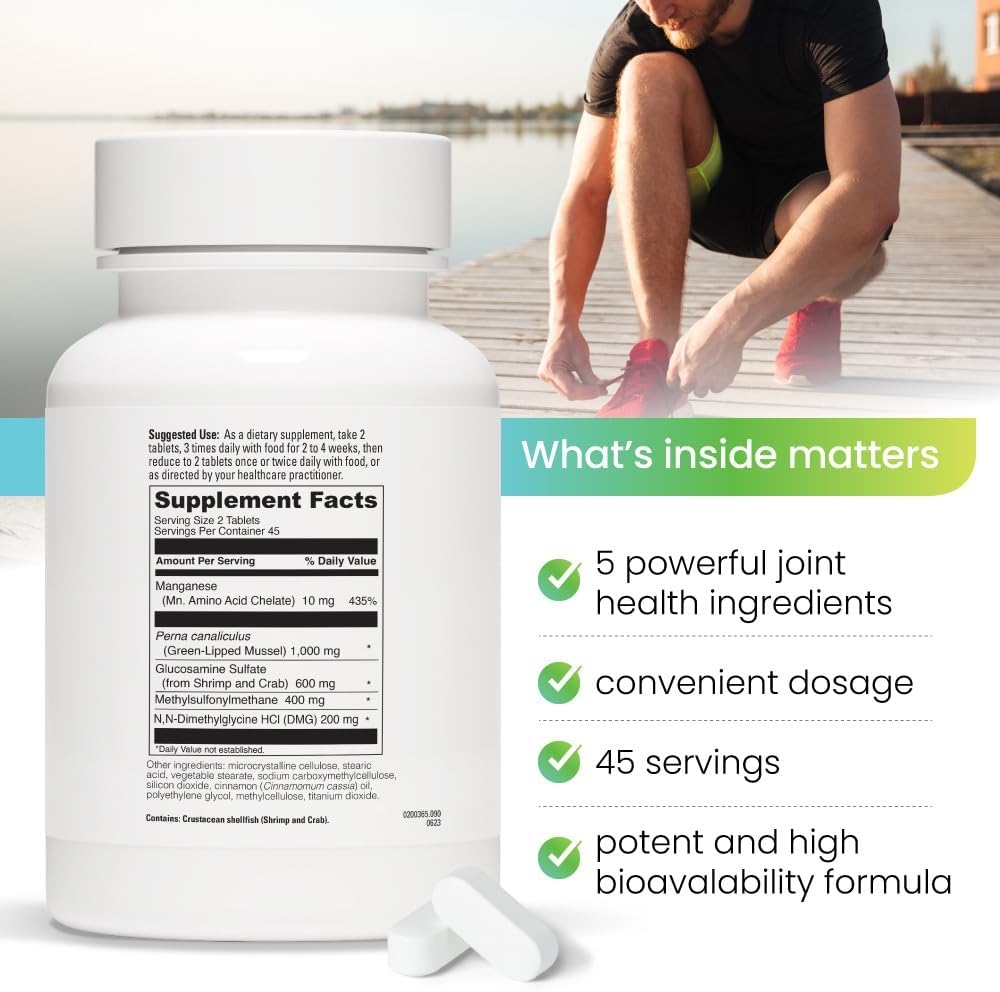 REVITIZIZE Mobilita + Advanced Joint & Connective Tissue Support Formule Zánět, Společná péče a pomoc, Srdce a imunitní podpora, Perna Canaliculus, Glucosamine, MSM, DMG - 90 Tablety