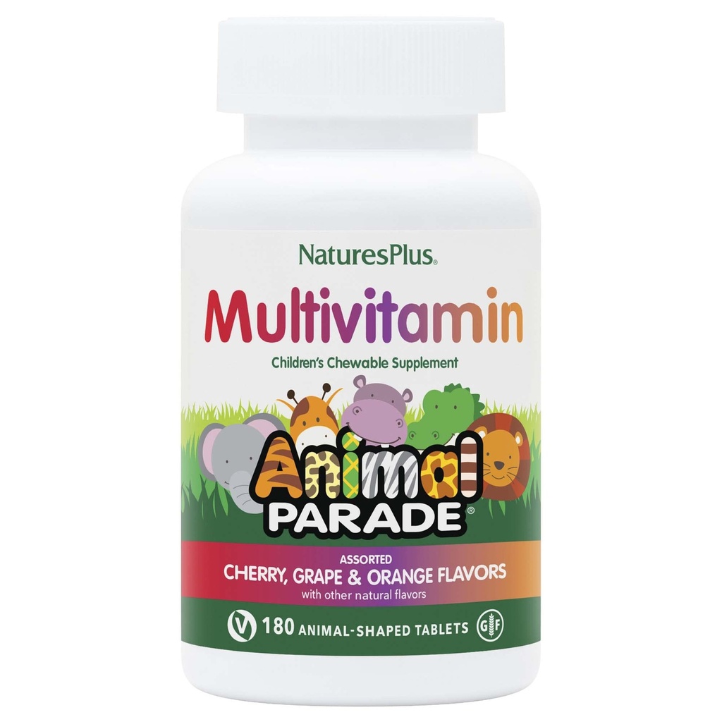 NaturesPlus Animal Parade Children 's Chewable Multivitamin - 180 Animal- Shaped Tablety - Přírodní tříděné Flavors - Vegetarian, Gluten Free - 90 Služeb