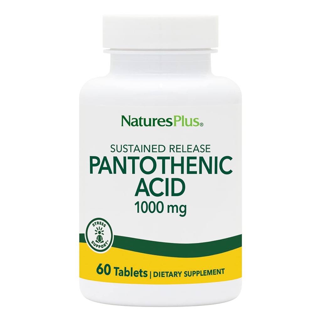 NaturesPlus Pantotenová kyselina, trvalé uvolňování - 1000 mg, 60 tablet - high- potency vitamin B5 dodatek - Vegetariánské, gluten zdarma - 60 Služeb