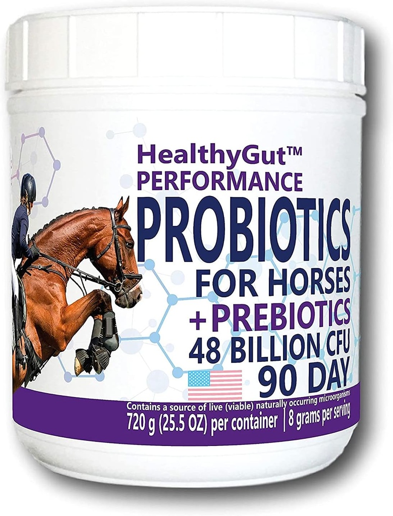 HealthyGut ™ Probiotika pro koně doplněk stravy, All- Natural Digestive System Performance Formule (90 dní)
