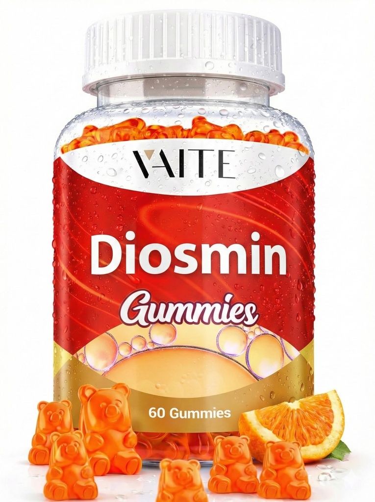 VAITE Diosmin 1000mg - Zástěry Supplications for Varicose Veins - Leg Health Supplement Formule Venous Optimizer, Citrus Bioflavonoidy, Pomáhá cirkulovat pro nohy, Žvýkací Gummy, 60 Vegan Gummies