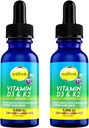 2 Lahvička tekutý vitamin D3 K2 Kapky 5000 IU s MCT olejem - Vegan tekutý vitamín D dodatek k zvýšení energetické hladiny, nálady a imunitní systém, bez příchutí, žádný zápach, gluten-free, Non- GMO, 2 Fl Oz