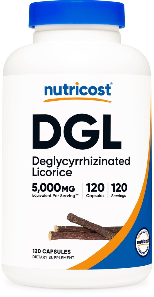 Nutricost DGL Deglycyrrhizinated Licorice Extract Capsules (500mg Extract, Ekvivalent to 5, 000mg Licorice, 120 Servings) - Non GMO, Vegan