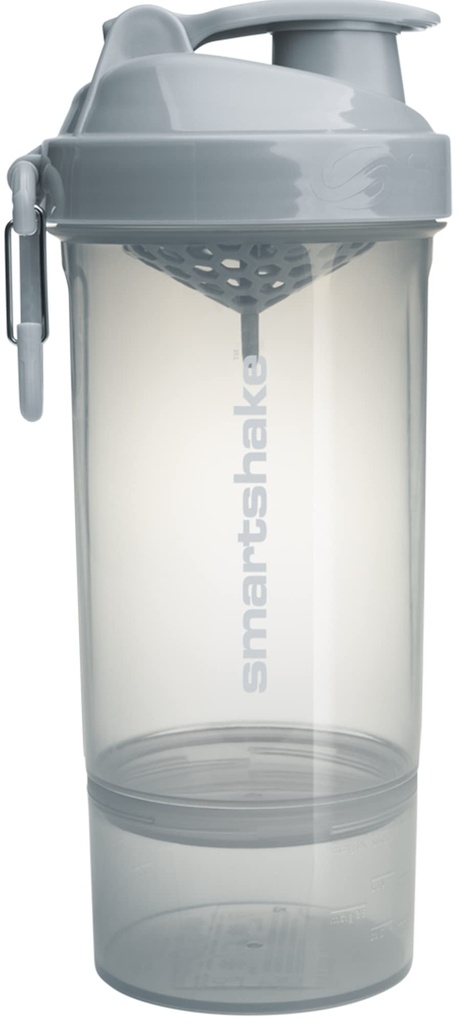 Smartshake O2GO ONE Plastic Protein Shaker Bottle 800 ml OF 124; 27 oz - Leakproof Screw-on Lid - BPA Free - Unisex - Mist Gray