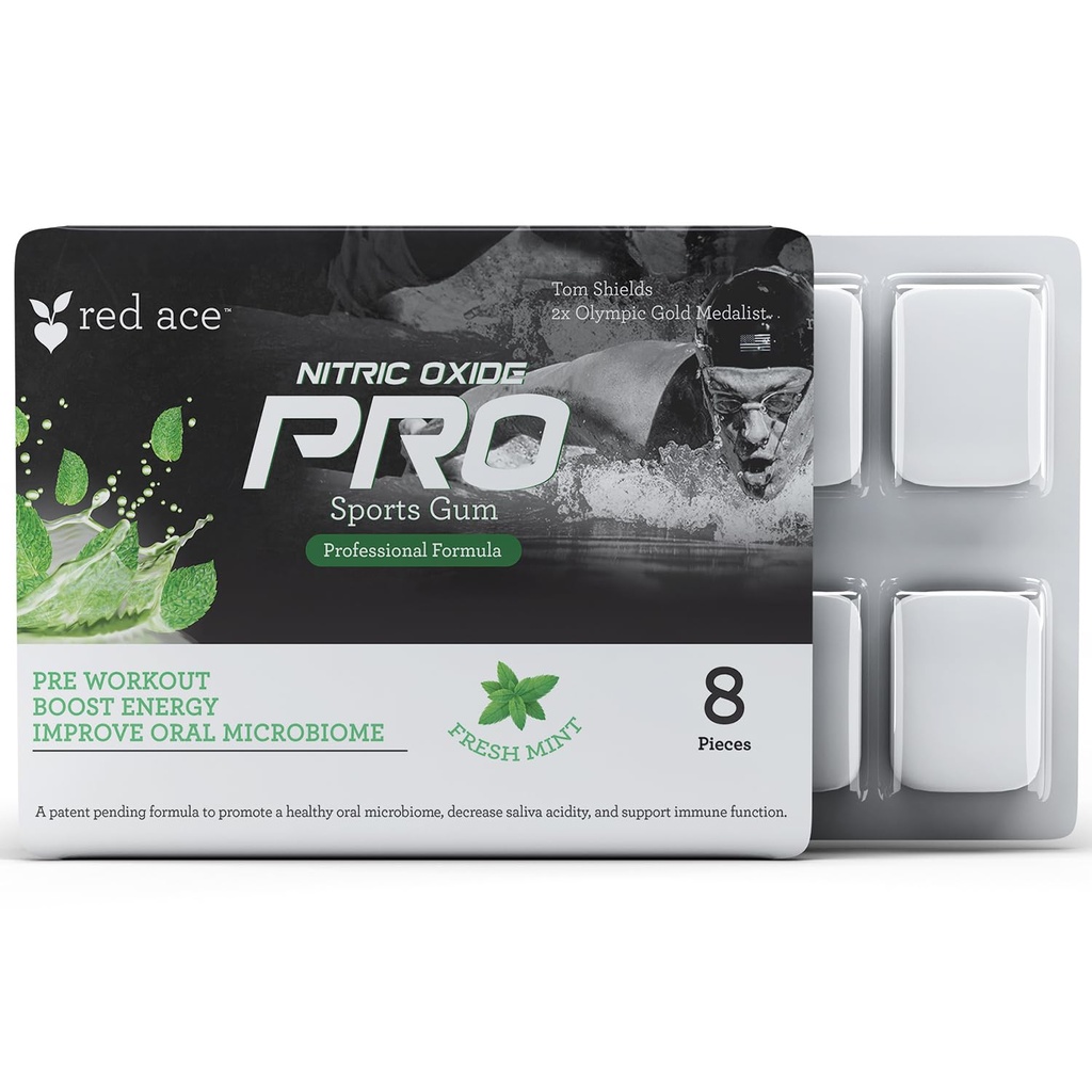 Red Ace Nitric Oxide PRO Sportovní žvýkací guma s vitaminem C a zinkem Citrát - 8 kusů (čerstvá mincovna)