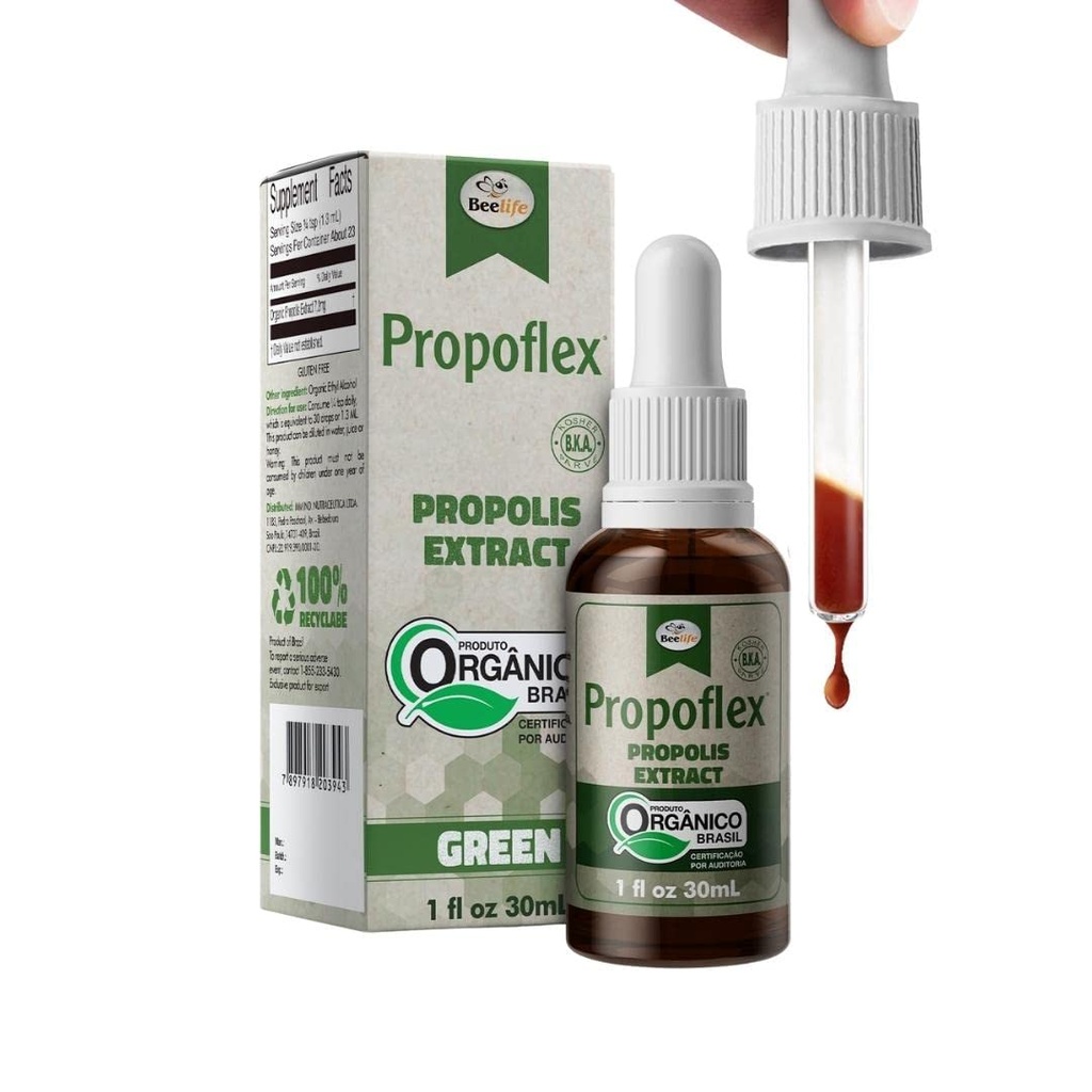 Beelife Propoflex Organic Green Propolis Extract - High Artepillin-C Levels, Antioxidant- Rich dodatek pro celkové Wellness - Natural & Kosher- Friendly Dietní dodatek - Made In Brazil, 1 Fl. Oz.