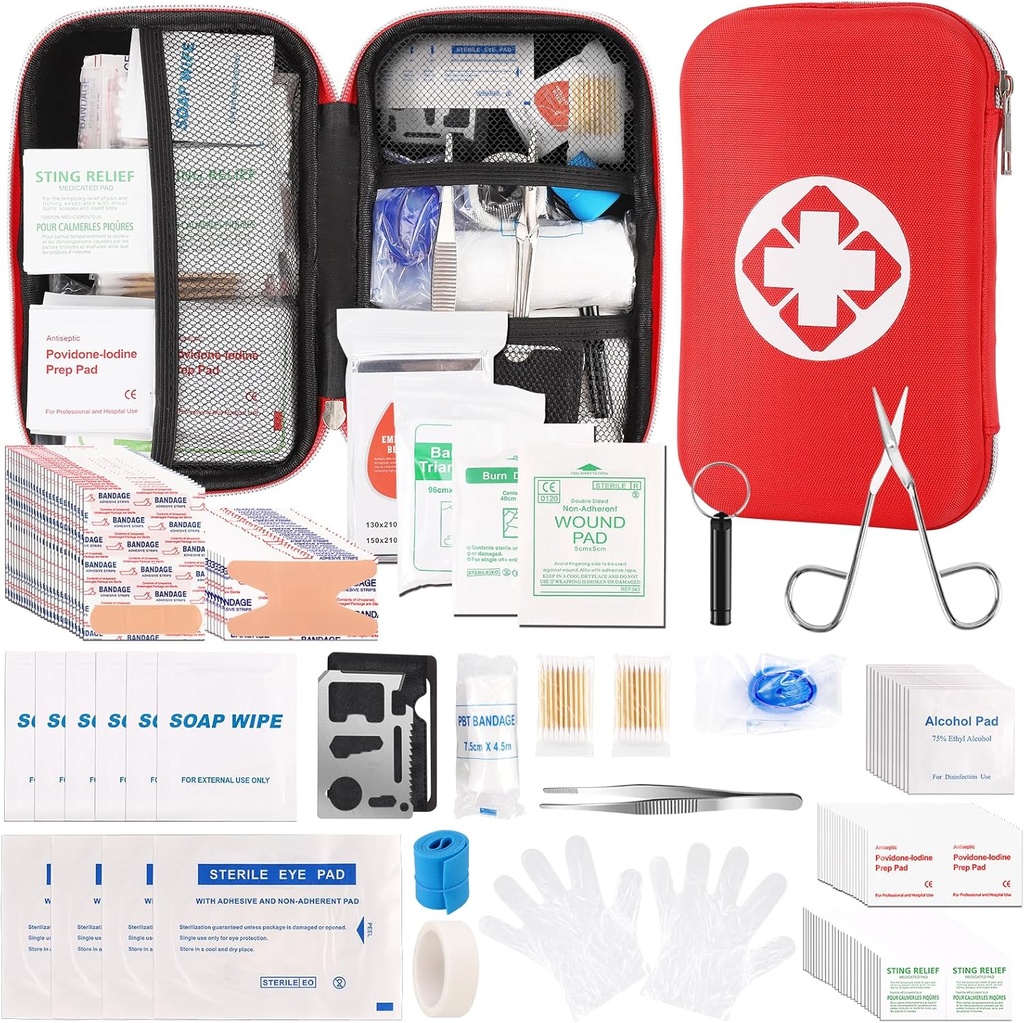 Mini Travel First Aid Kit, Pohotovostní Kit s 201PCS První pomoc Dodávky a vodotěsný Kompaktní pytel, Survival Medical Kit pro domácí auto Camping