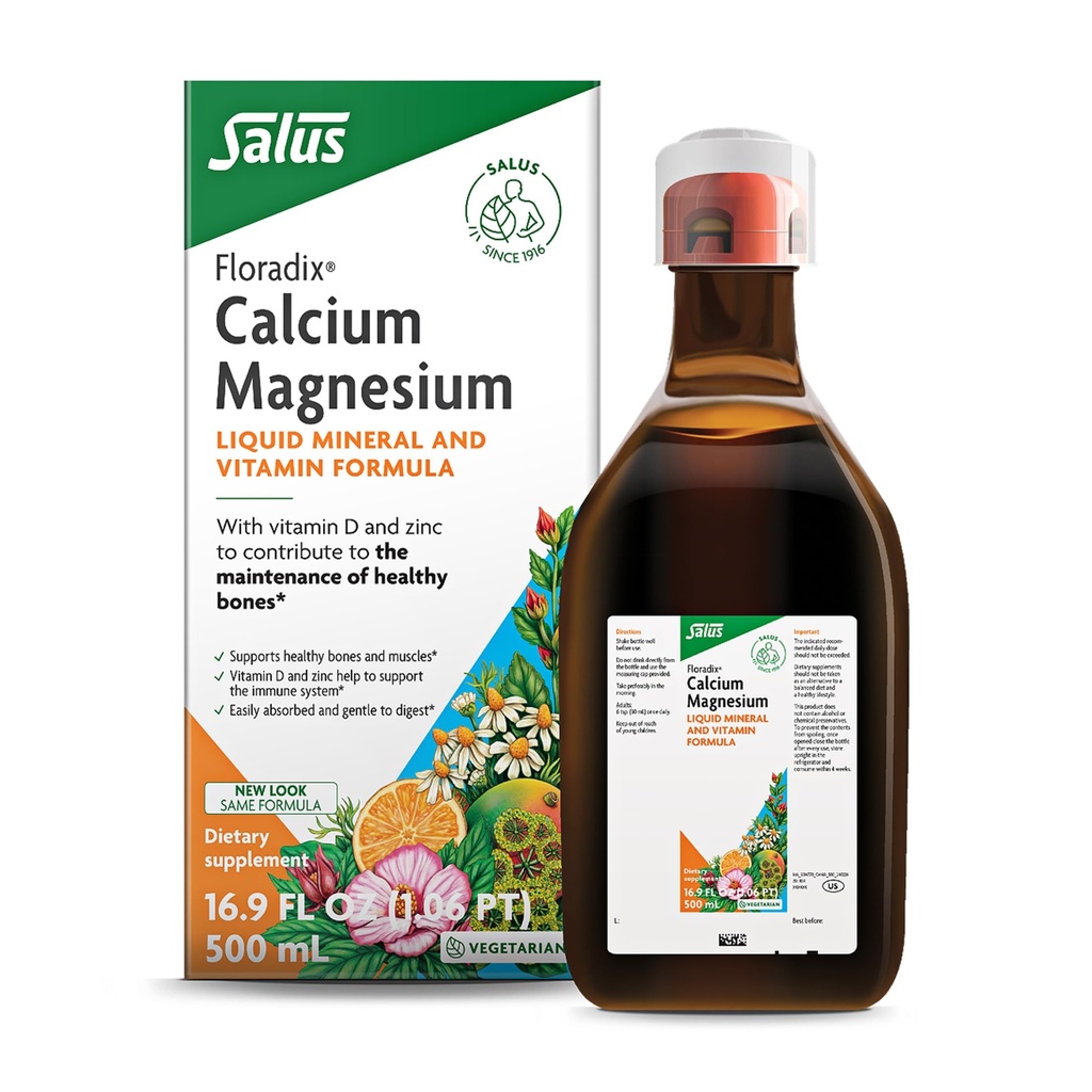 Květináč hořčík hořčík tekutá minerální a vitaminová formule - Kostní podpůrný dodatek s vápníkem, hořčík, vitamin D & zinek - Vegetarian & Non- GMO - 16.9 fl oz