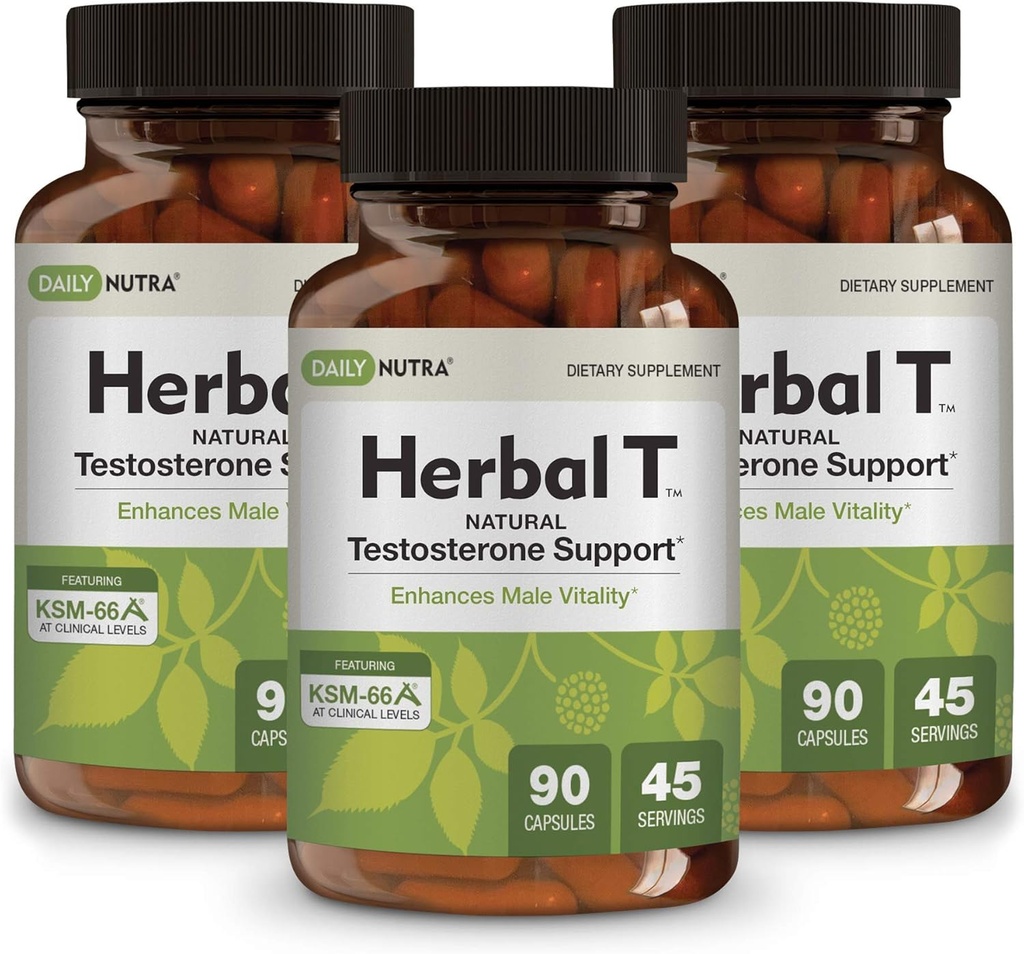 DailyNutra Bylinný T Men 's Health Formule Dodatek pro Endurance, Vitality, & Zdravé stárnutí - s KSM- 66 Ashwagandha, Tongkat Ali, Tribulus, Eleuthero, & Horny Goat Weed (3-Pack)