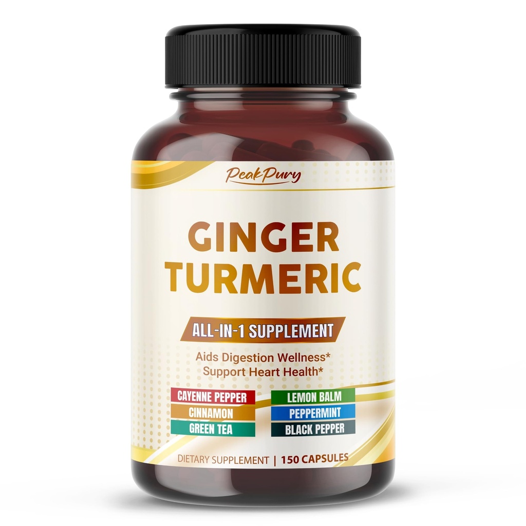Ultra zázvor & kurkuma AIDS Digestion & Podporuje srdeční zdraví - Zahrnuje Cayenne Pepper, Lemon Balm, Skořice, Peprmint, Zelený čaj - Vyrobeno v USA - 150 Kapsle