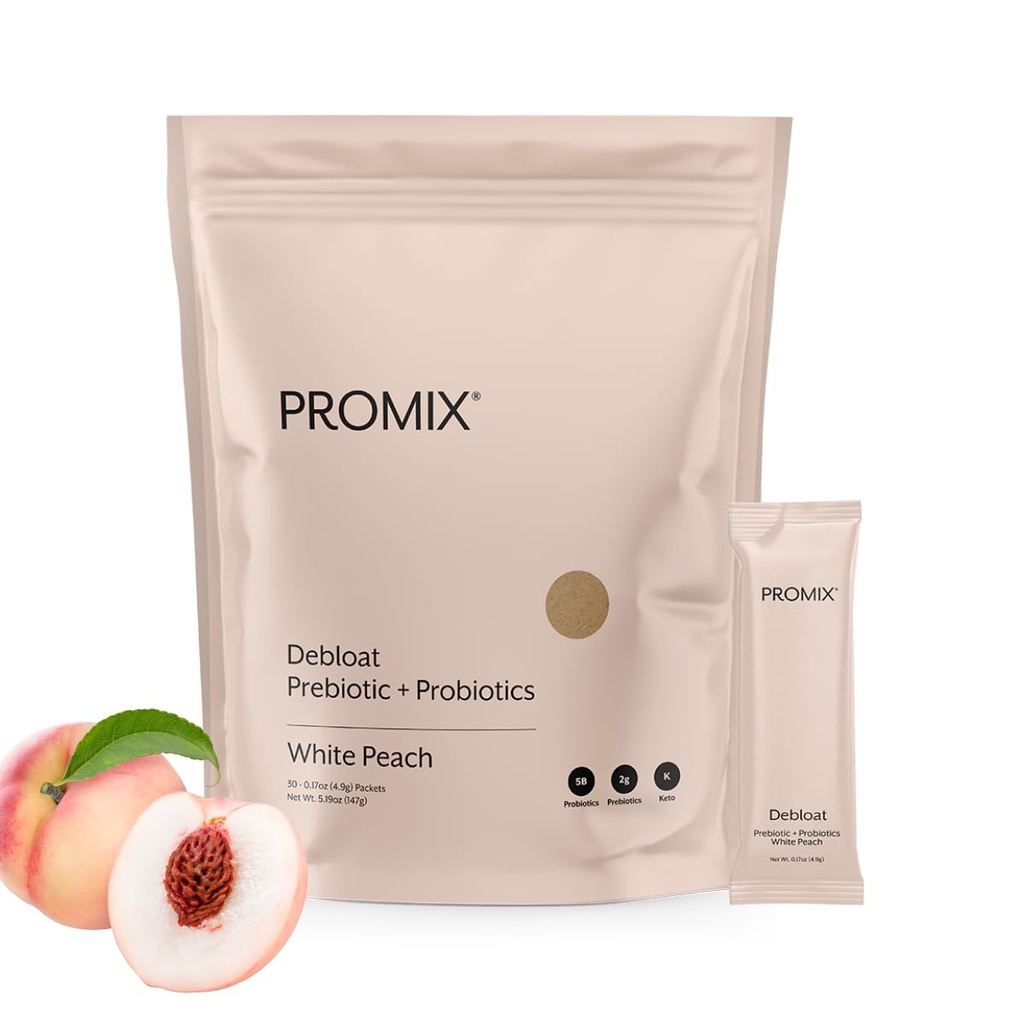 ProMix Nutrition Debloat Prebiotics and Probiotics, Bloating Relief for Women, Gut Cleanse Detox for Men and Immunication Support - White Peach - 30 Servings (Balení 30)