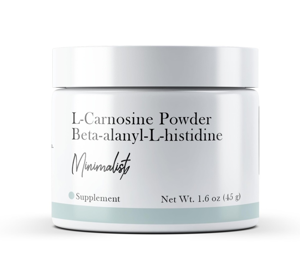Minimalistický L- Carnosinus Powder (1.6 oz) No Additives or Fillers, Dietní dodatek, Beta- alanyl- L- histidin