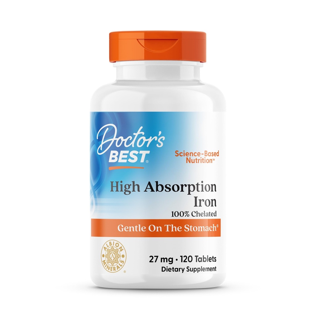 Lékařova nejlepší vysoká absorpce Železná tableta s Ferrochelem, Gentle on The Stomach, Imunitní zdraví, Krevní zdraví, 27 mg