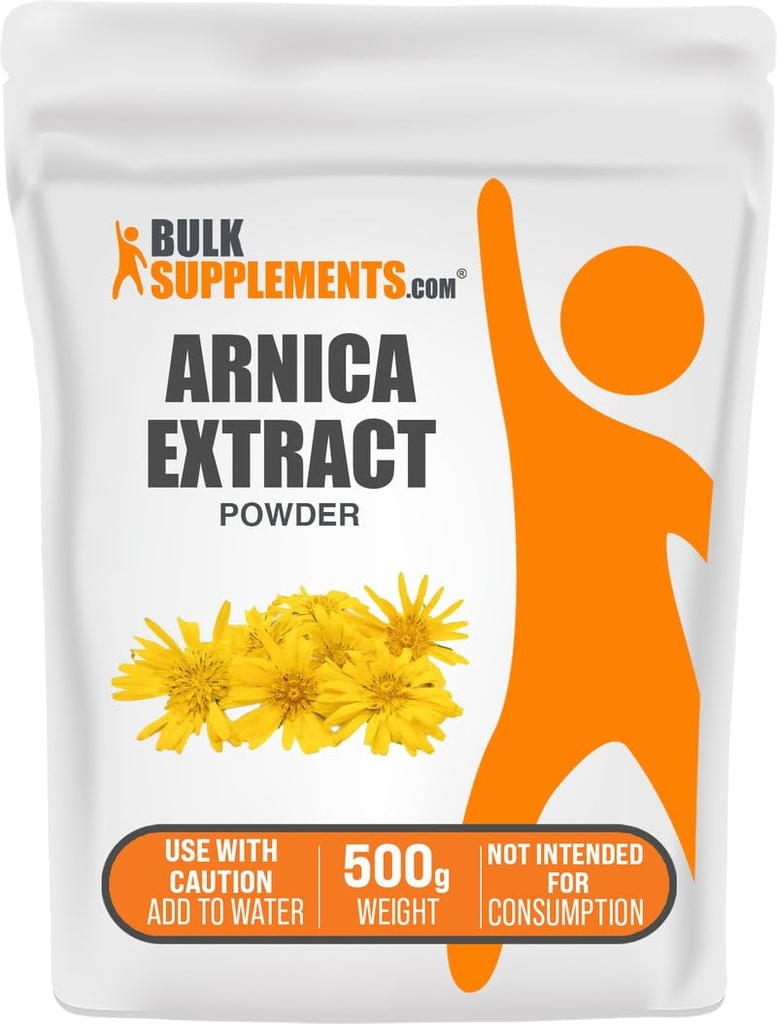 Bulksupplements.com Arnica Extract Powder - Bylinný dodatek, ze sušených květů Arnica, Servings Vars per use, 500g (1,1 lbs) (balení po 1)