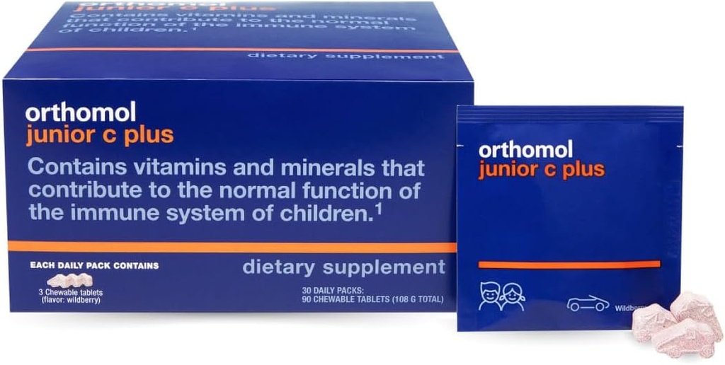 Orthomol Immun Junior C Plus, Kid 's Multivitamin, Wildberry Flavor, 30denní dodávka