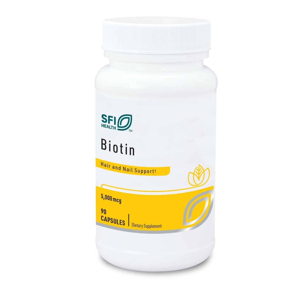 Klaire Labs SFI Health 5000mcg Biotin Pills - High potency Biotin Supplement - Vitamin Zapojený do kůže a vlasů výživy - Corn- Free, Small, Easy- to- Swallow hypoalergenní pilulky (90 Caps)