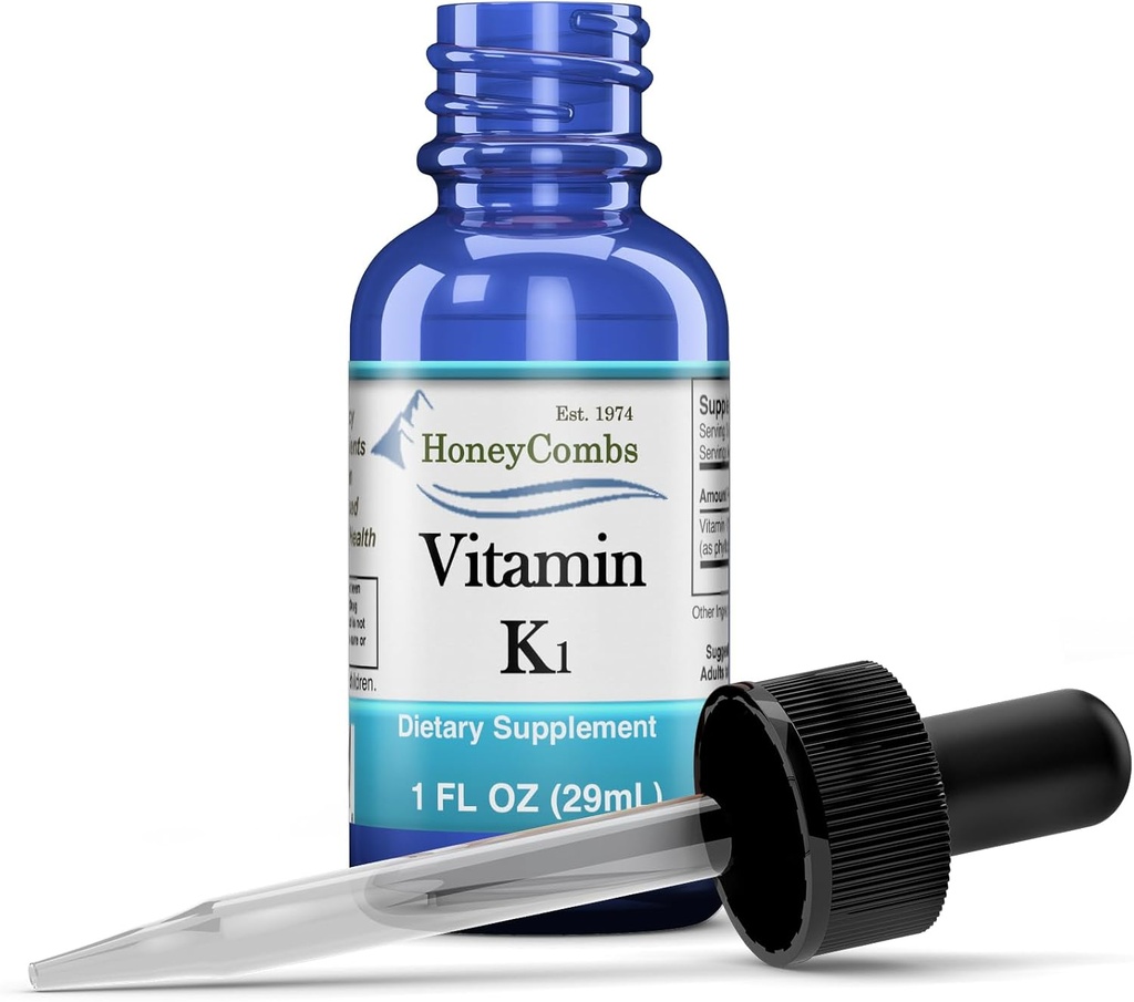 Vitamin K1 Liquid Kapky - Made in USA - Natural High Potency Phylloquinone for Men, Women, Children, & Newborns Great for Dark Undereye Circles - Bulk Velikosti také k dispozici
