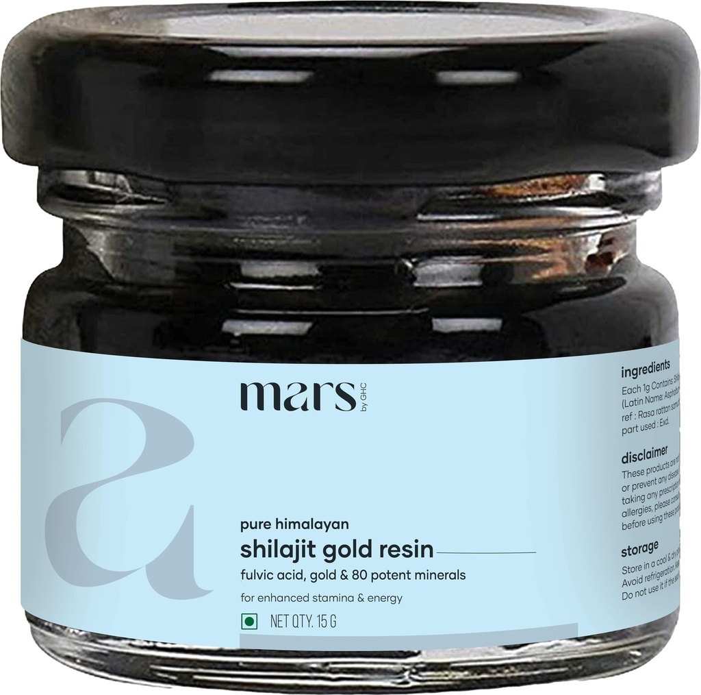 Mars Himalayan Shilajit Gold Resin - Organicky extrahován z high- Altitude Himaláje 124; Podporuje přírodní energii, vitalitu a wellness 124; 15g - Balení po 1