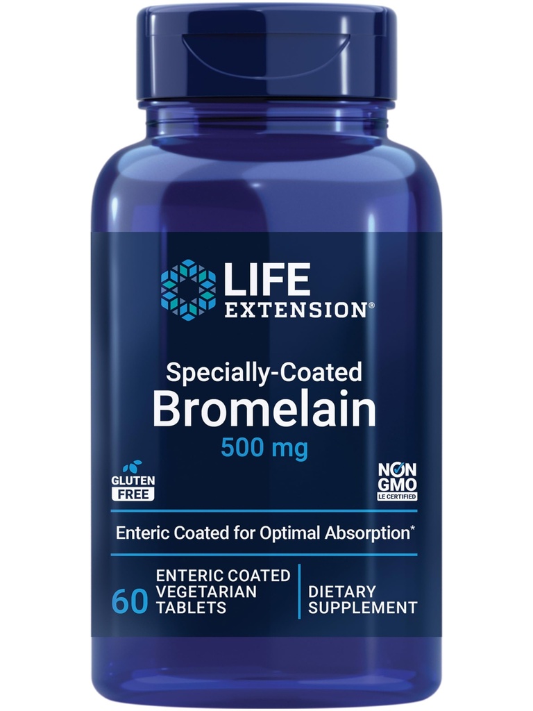 Life Extension Specially- Coated Bromelain, Ananasový extrakt, Společné zdraví, Joint Comfort, Vegetarian, Gluten- Free, Non- GMO, 500 mg, 60 enteric- Coated Tablety