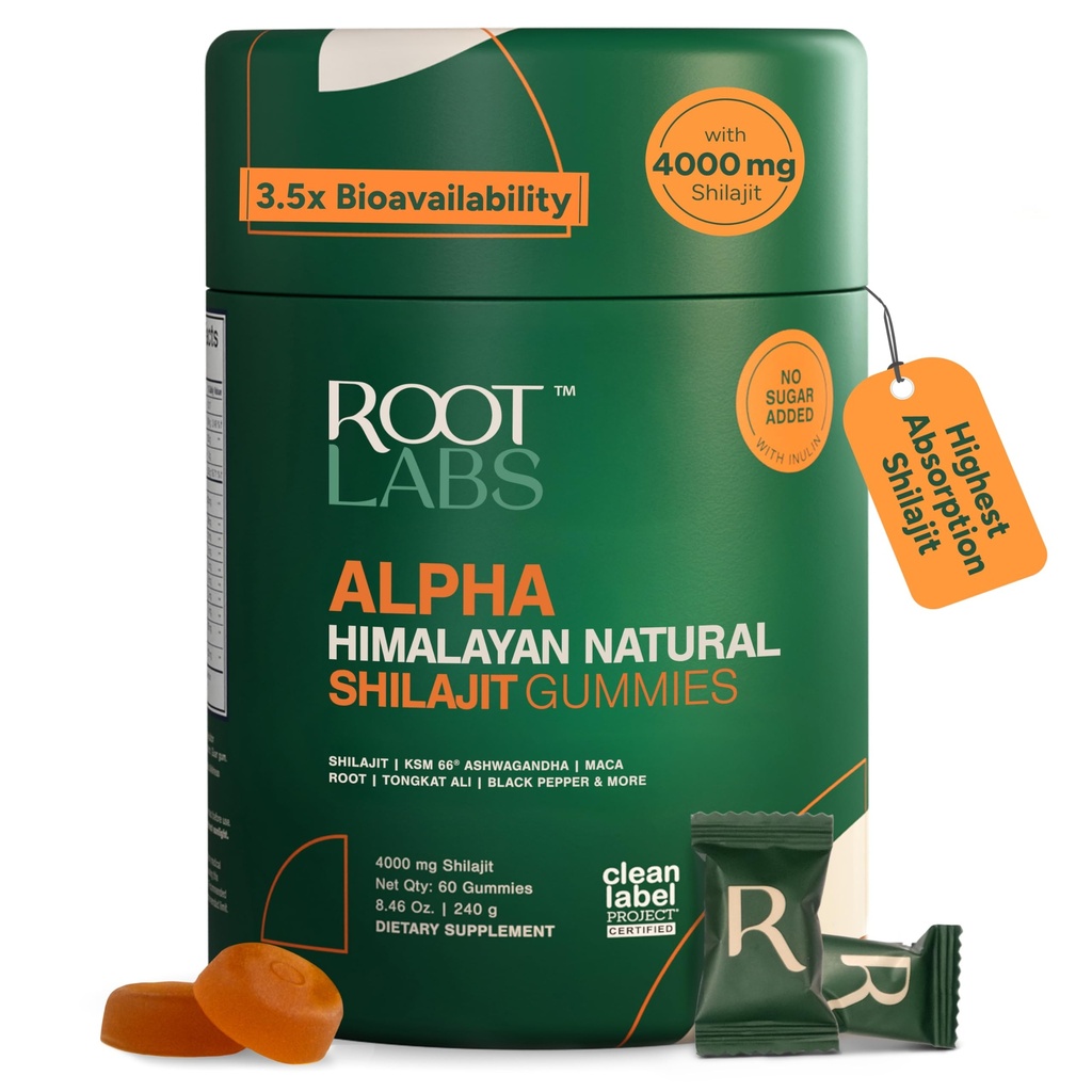 10- in-1 Alpha Shilajit Gummies PHAR124; 4000 mg Pure Himalayan Shilajit, Tongkat Ali, Maca Root, 75% Fulvic Acid PHAR124; ShilAbsorb Biologická dostupnost Tech PHAR124; Sugar- Free Vegan, 85 + Trace Minerals PHAR124; 60 Pack