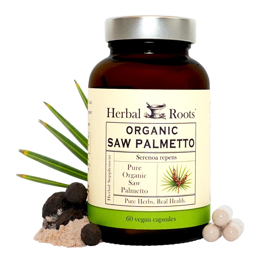 Herbal Roots Organic Saw Palmetto Kapsle 124; 1,000mg na Serving Capsle 124; 60 Organic Vegan Kapsle