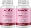 BESTVITE Acetyl L- karnitin 500 mg & alfa kyselina lipoová 200 mg v jedné tobolce s biotinem (240 Vegetariánských tobolek) (120 x 2) - No Stearates - Vegan - Non GMO - Gluten Free