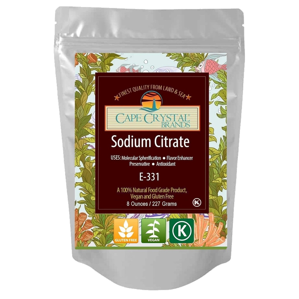 Citrát sodný 100% Potravinářský stupeň 124; Prevents Early Gellation in Spherification - Kosher Certified (8 Oz)