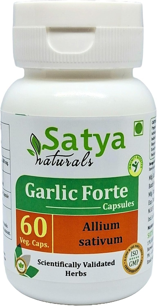 Česnek Forte Capsule 500 mg. 60 Veg. Kapsle 124; Lahsan (Allium Sativum) Extract Kapsle pro muže a ženy 124; Ayurvedic Bylinný doplněk / Remedies Application 124; 10: 1 Forte (1 lahvička 60 Kapsle)