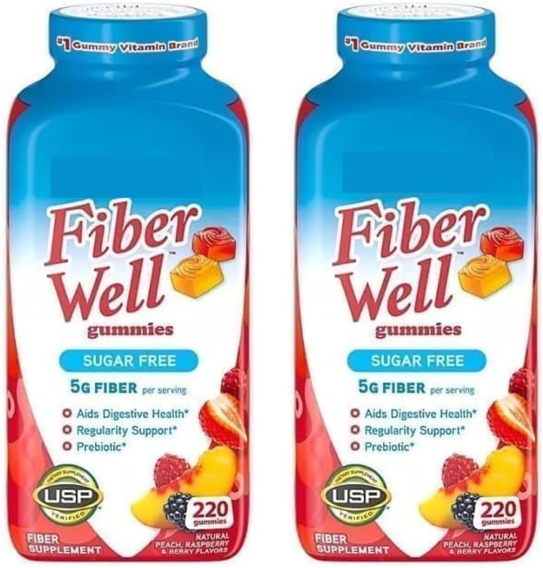 Vita Fiber Well Gummies, Cukr zdarma, Broskve, Malina & BlackBerry Flavors, 220 Počet