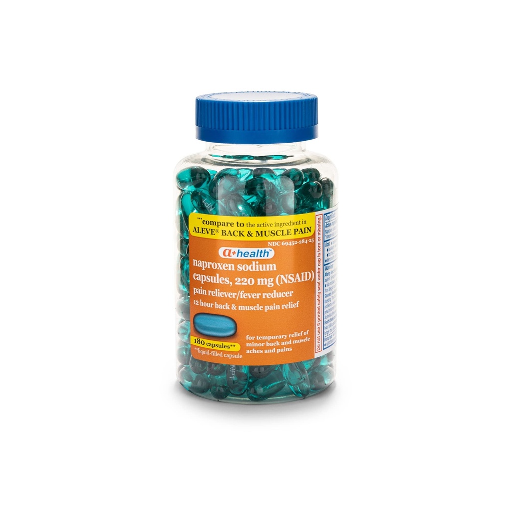 A + Zdraví Naproxen Sodná sůl 220 Mg tekuté gely záda a bolesti svalů, Reliever bolesti / Snižovač horečky (NSAID), 180 Počet