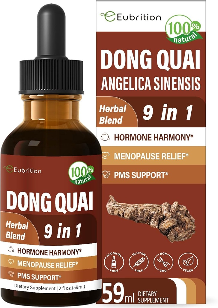 Bylinná tinktura, Extract s Dong Quai, pro Hormon Harmony, Menopauza Relief & PMS Podpora. 6 oz- (Apple Flavor)
