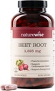 NatureWise Beet Root Capsules 1325mg s organickým Beetroot - Nitric Oxide Booster for Circulation and Heart Health Support - Vegan, Gluten- Free, Non- GMO - 240 Kapsle [120 Day Supply]