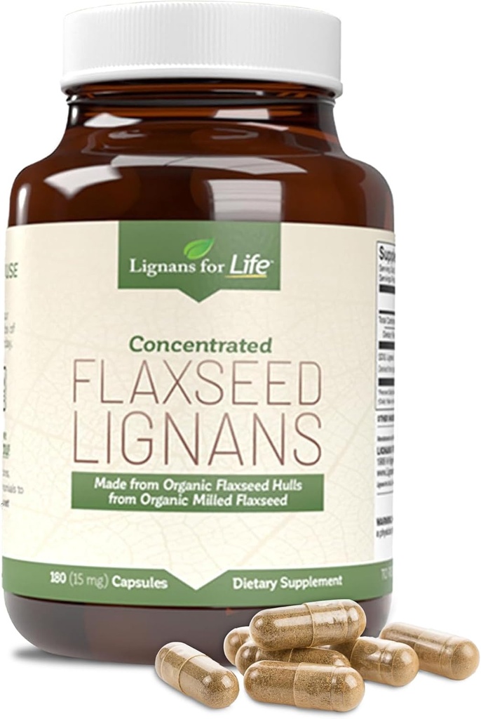 Lignans For Lixseed Lignans for Dogs & People + SDG - Omega 3 Fatty Acids, High Fiber Antioxidants - Zlepšit Shiny Coat, Digestive & Heart Health for Dogs, 15mg, 180 Flaxseed Kapsle, 1 balení