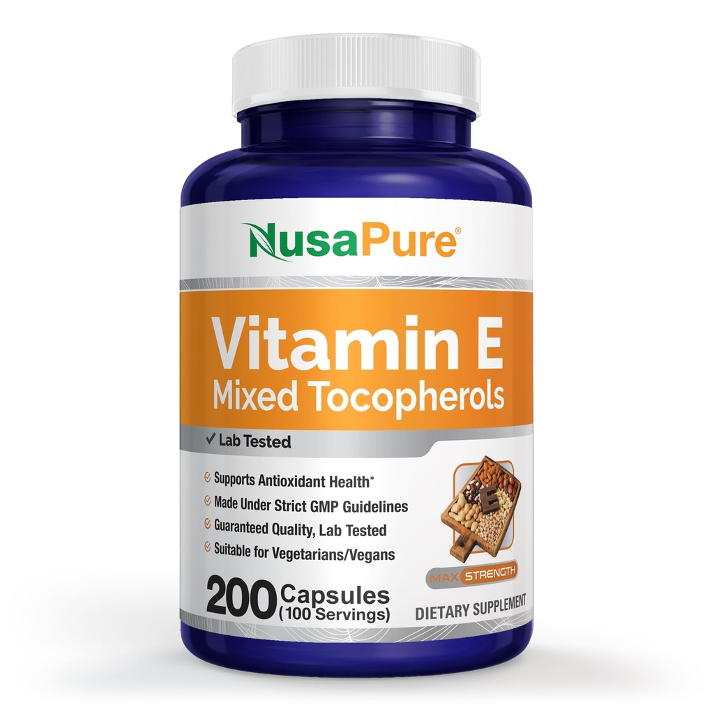 NusaPure Vitamin E 1000 IU 200 tablet (Non- GMO, bezlepkové) - Smíšené tokoferoly